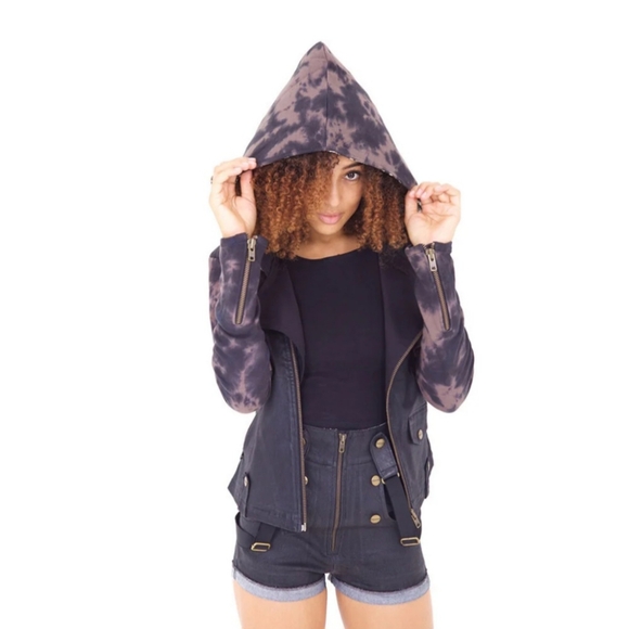 Pieces Jackets & Blazers - NWT PIECES MOTORCYCLE JACKET SMOKE DYE SIZE M COLOR BLACK